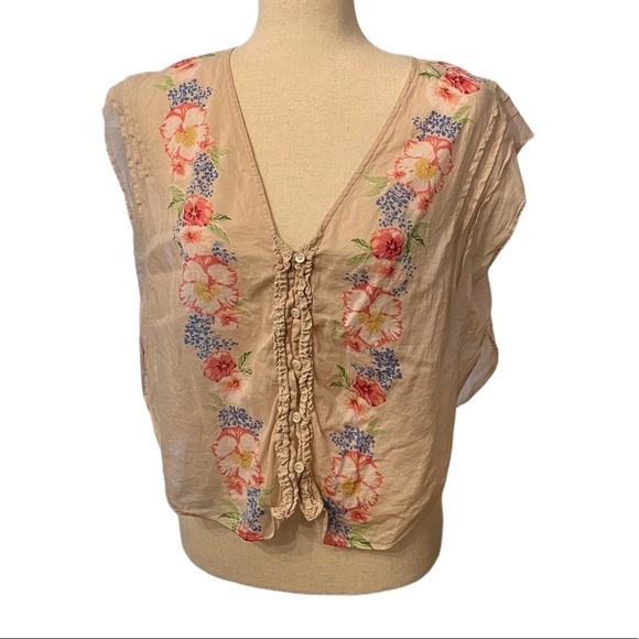 Free People REVOLVE Gardenia Floral Bohemian Lightweight Blouse - Picture 2 of 16